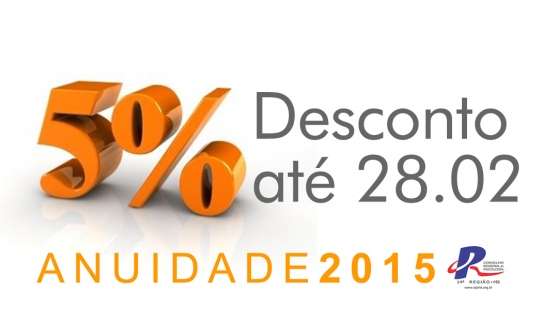 You are currently viewing Garanta 5% de desconto na Anuidade 2015, pague até 28 de fevereiro
