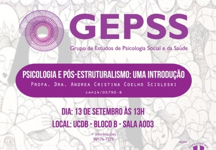 You are currently viewing (Informe Parceiro) Grupo de Estudo promove palestra sobre Psicologia e Pós-Estruturalismo