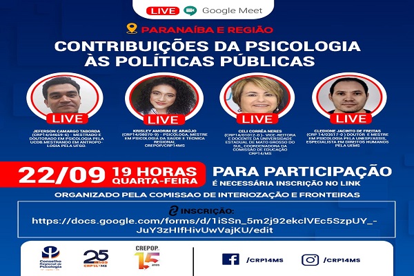 You are currently viewing Live: Contribuições da Psicologia às Políticas Públicas
