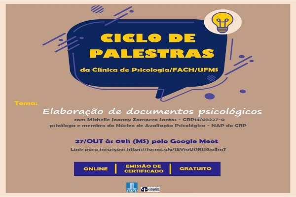 Read more about the article CRP14 Divulga: Palestra online – “Elaboração de documentos psicológicos”