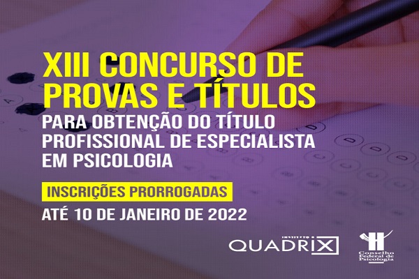 Read more about the article Inscrições prorrogadas para prova de título de Especialista em Psicologia