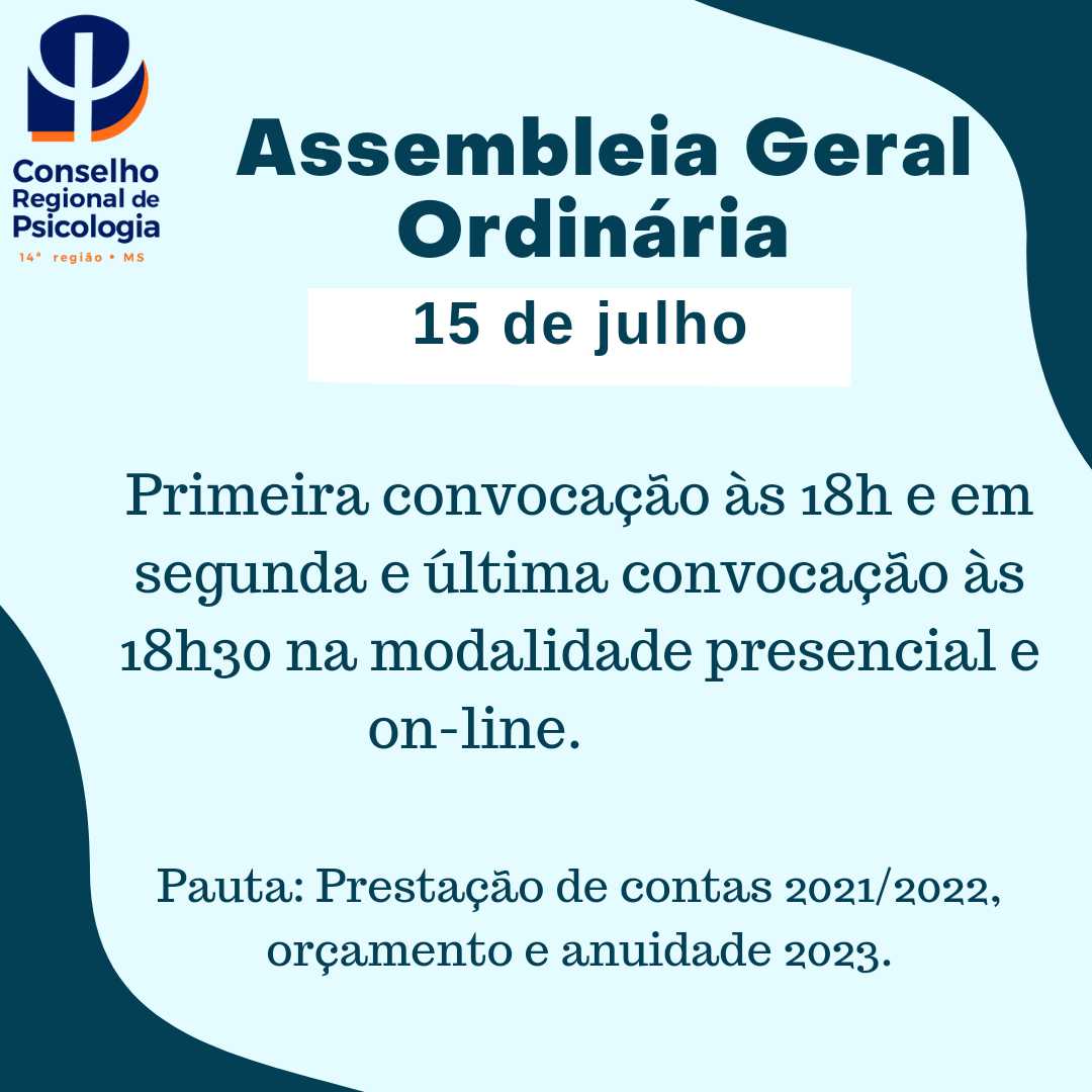 Read more about the article Edital de Convocação: Assembléia Geral Ordinária no dia 15 de julho