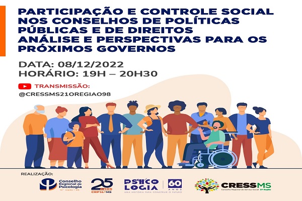 Read more about the article CRP 14/MS e CRESSMS realizam debate sobre a Participação e controle Social nos Conselhos de Políticas Públicas e de Direitos