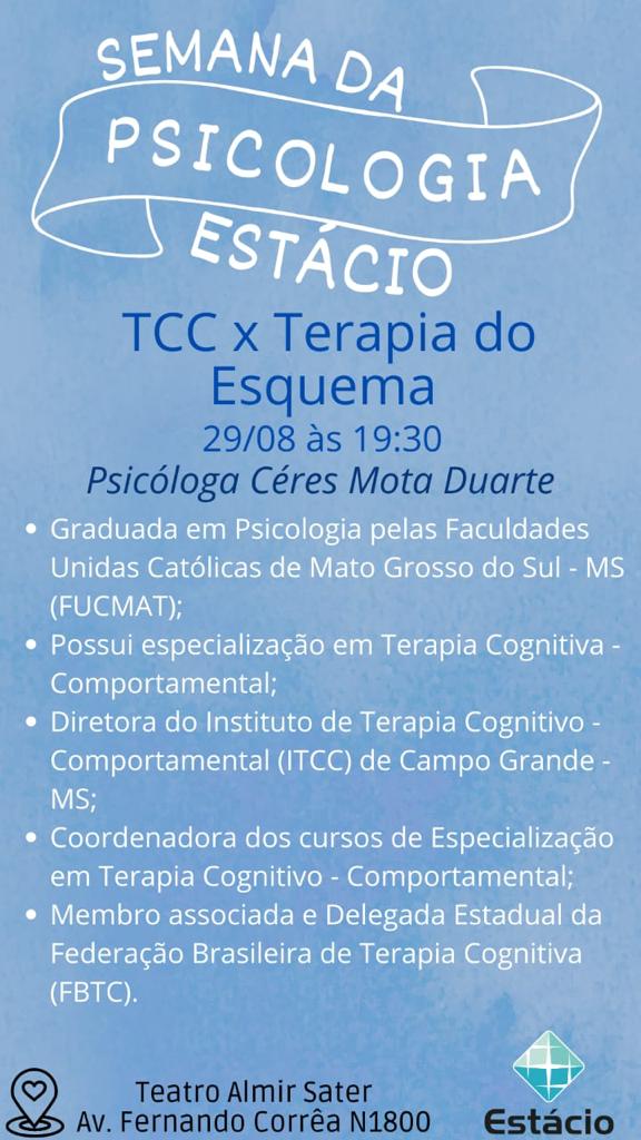 Leia mais sobre o artigo Palestra TCC X Terapia do Esquema